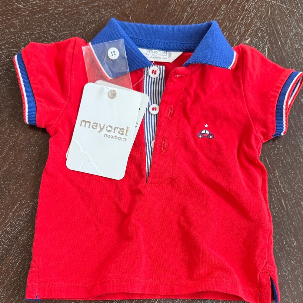 Mayoral Baby Boy Red and Blue Polo Shirt
